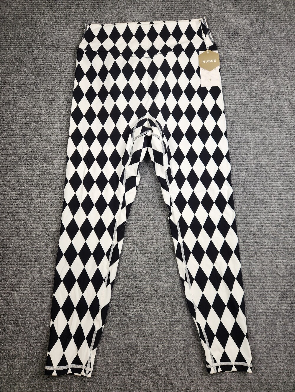 BuffBunny Collection Nubre Black White Harlequin Leggings Women's Size XL NWT